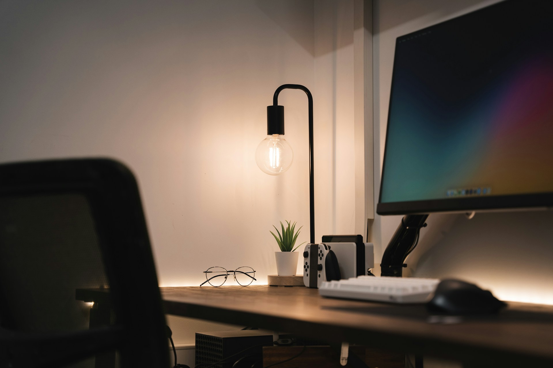 home office desk with computer